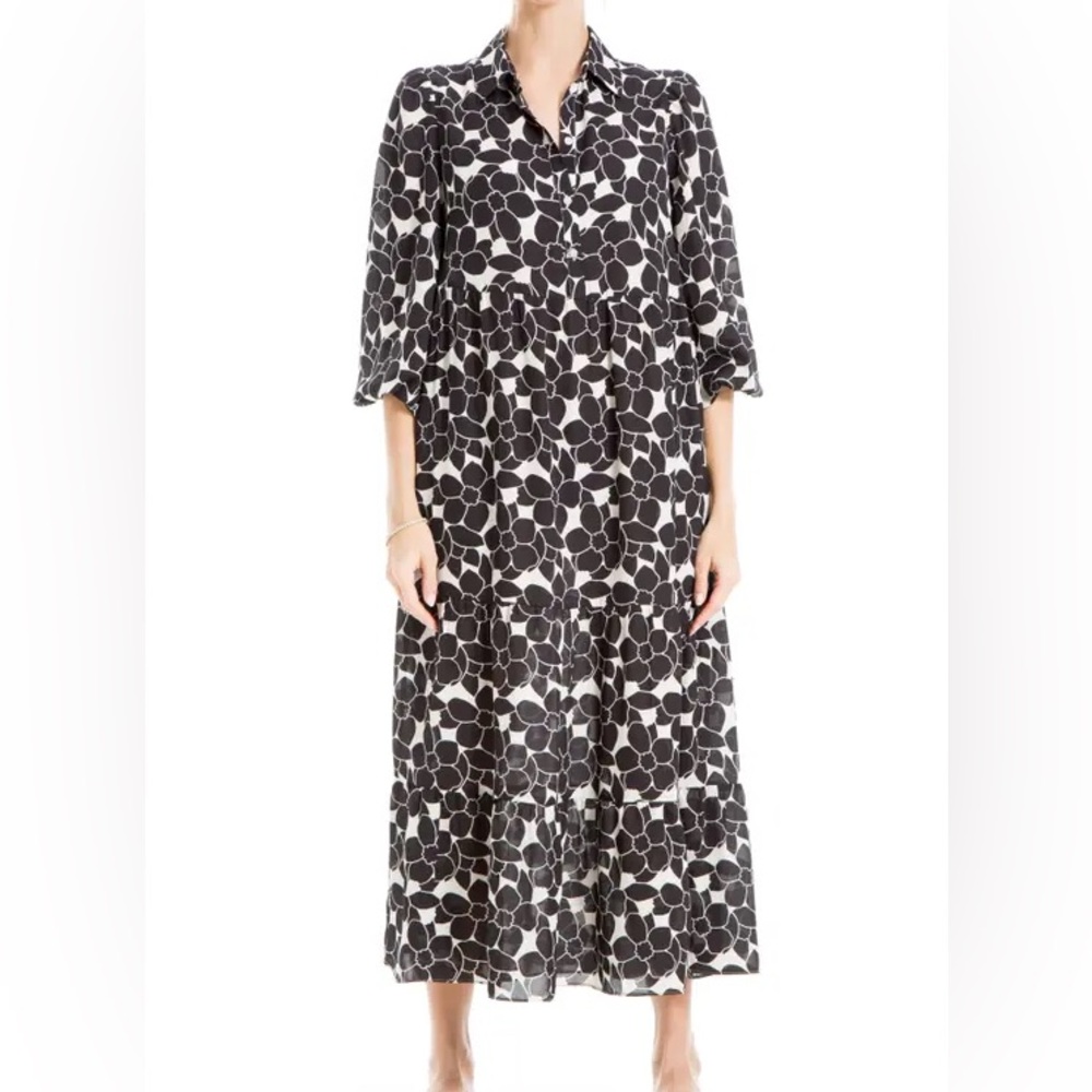Pockets! Max studio georgette graphic print floral maxi dress